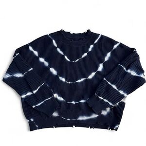 Pistola Eva Navy and White Distressed Tie-Dye Sweater